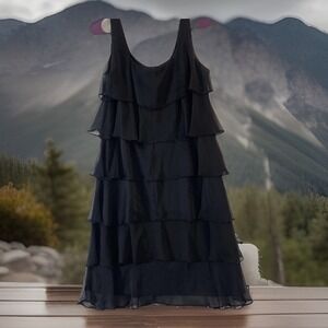 Patra Women's Boat Neck Sleeveless Sheer Layered‎ Beaded Trim Dress Size 12 20's